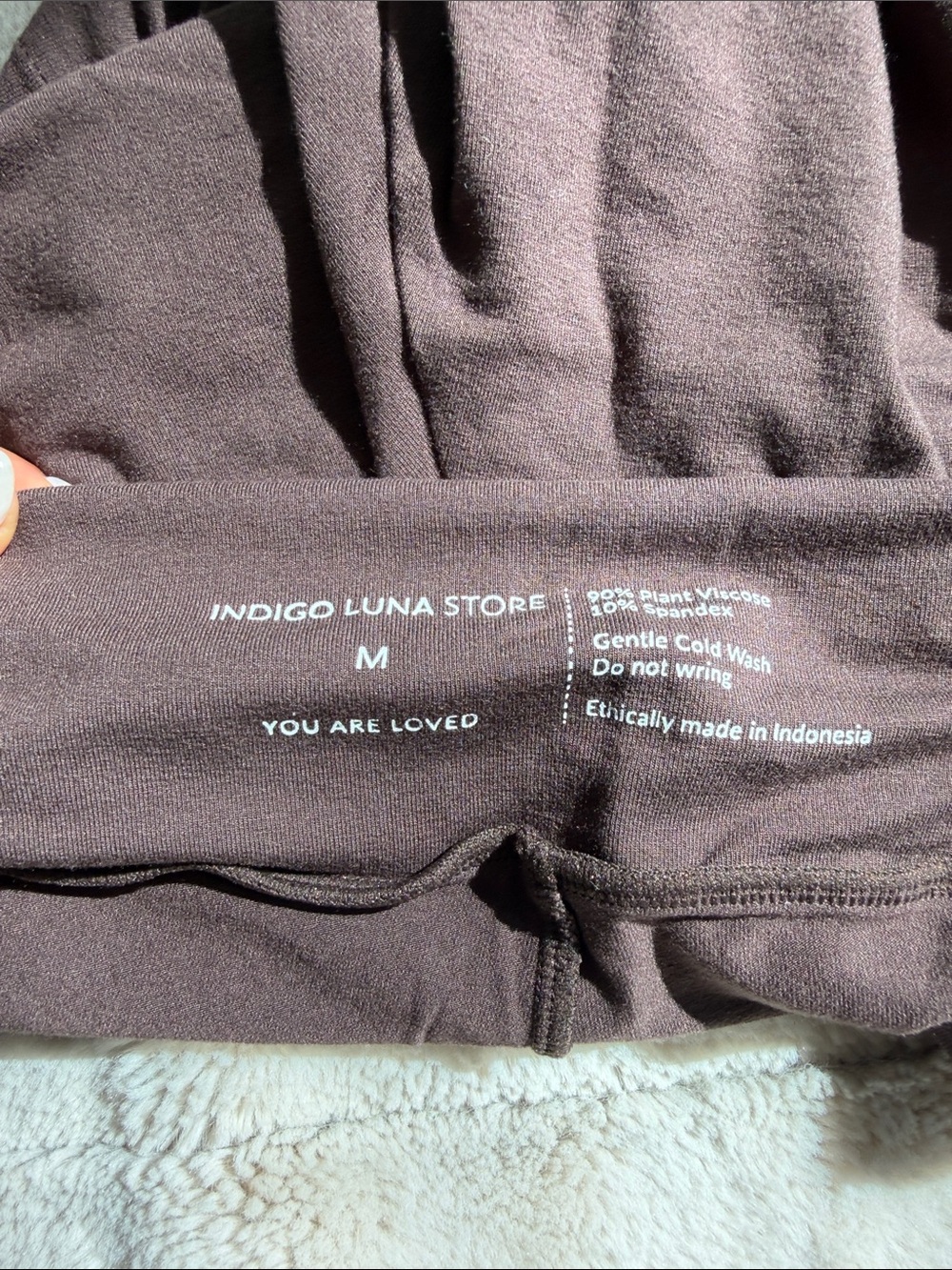Indigo Luna Moon Shorts Carob Brown Yoga Biker Shorts M - Picture 5 of 5